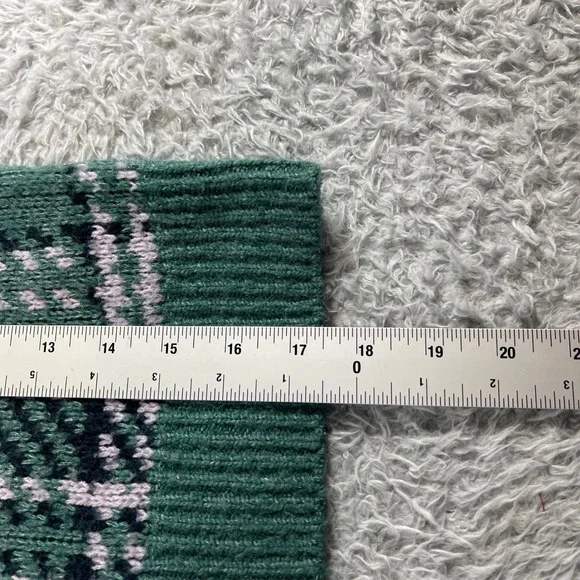 Abercrombie Fitch Plaid Cropped Sweater Green Pink Womens Size XS - Picture 6 of 9